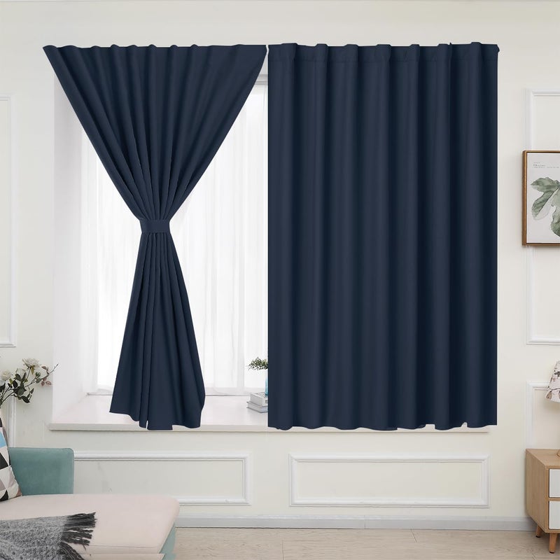 Muamar 2pcs الستائر اللاصقة الذاتي للستائر النافذة الصغيرة للحمام ستائر القصيرة الستائر لأبواب الباب الستائر RV - Image 2