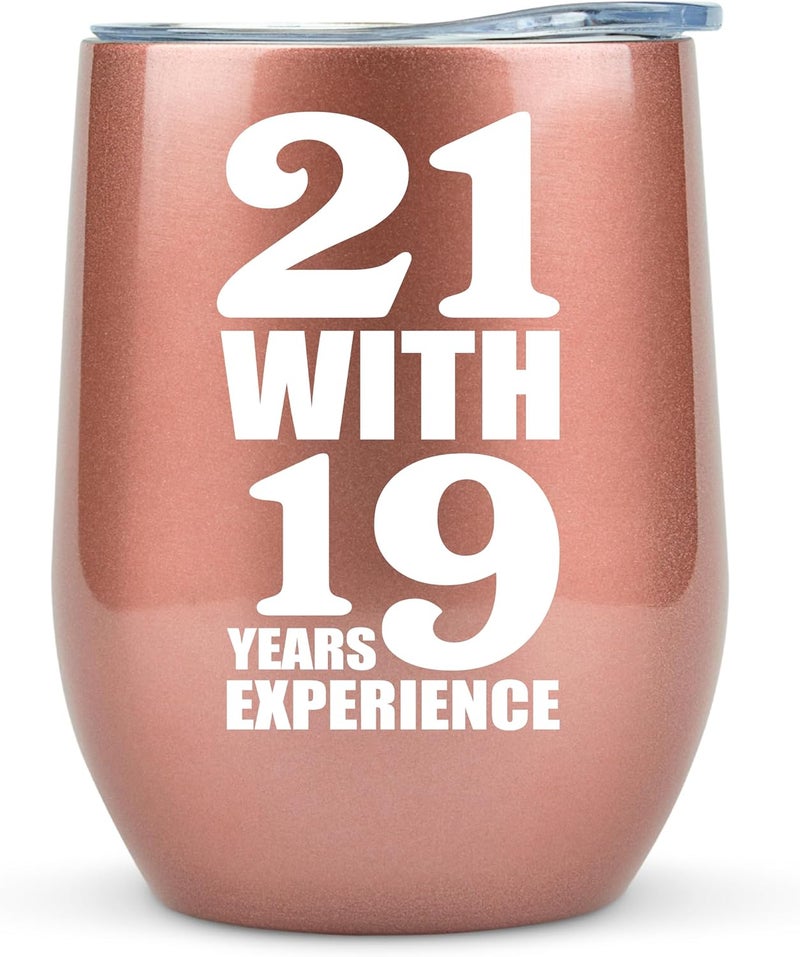 KLUBI 40th Birthday Gifts Women Unique 12 Ounce 21 with 19 Years Experience Gift Wine Glass 40 Year Old Birthday Gift for Women Decorations 40th Birthday Gifts Ideas Over The Hill - Image 1
