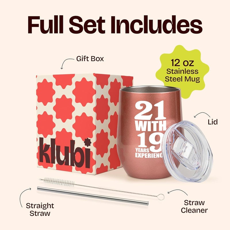 KLUBI 40th Birthday Gifts Women Unique 12 Ounce 21 with 19 Years Experience Gift Wine Glass 40 Year Old Birthday Gift for Women Decorations 40th Birthday Gifts Ideas Over The Hill - Image 3