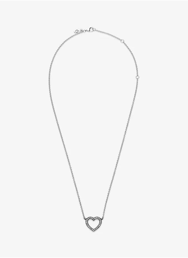 PANDORA Heart silver necklace with clear cubic zirconia, 45cm  - Image 5