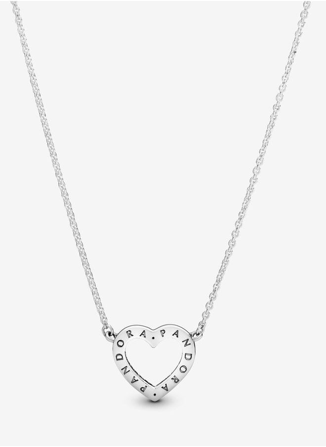 PANDORA Heart silver necklace with clear cubic zirconia, 45cm  - Image 4