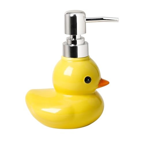 123Arts Ceramic Duck Soap Dispenser with Pump Soap Bottle or Lotion Bottle, 9 oz - Image 1