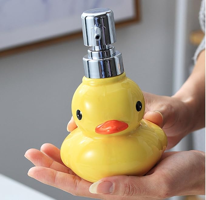 123Arts Ceramic Duck Soap Dispenser with Pump Soap Bottle or Lotion Bottle, 9 oz - Image 3