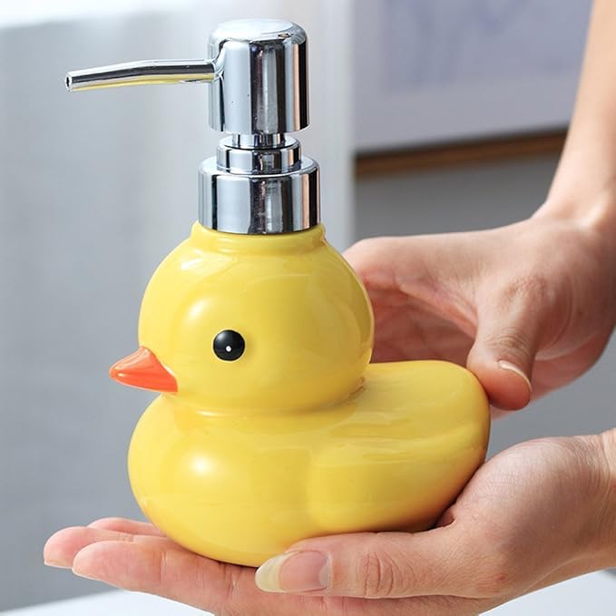 123Arts Ceramic Duck Soap Dispenser with Pump Soap Bottle or Lotion Bottle, 9 oz - Image 4