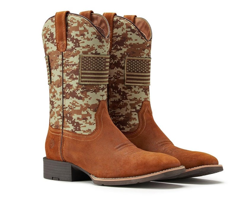 SUREWAY Cowboy Boots For Men - Mens Square Toe Western Boot With Flag,Oil/Slip Resistant,Durable Fashionable Classic Pull on 10 Inch Boots - Image 5