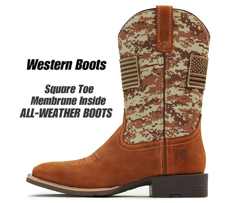 SUREWAY Cowboy Boots For Men - Mens Square Toe Western Boot With Flag,Oil/Slip Resistant,Durable Fashionable Classic Pull on 10 Inch Boots - Image 4