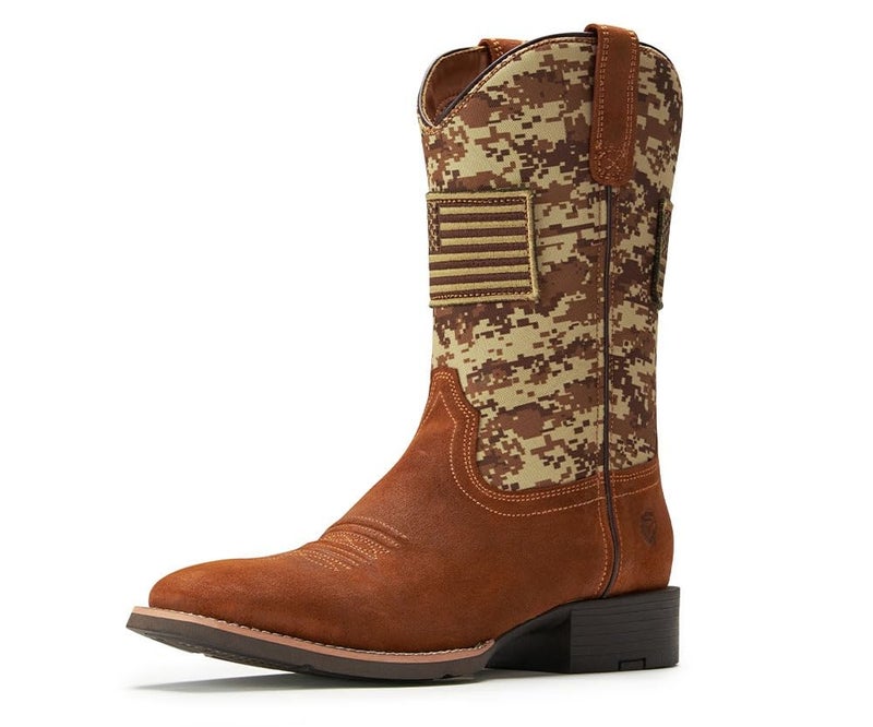 SUREWAY Cowboy Boots For Men - Mens Square Toe Western Boot With Flag,Oil/Slip Resistant,Durable Fashionable Classic Pull on 10 Inch Boots - Image 1