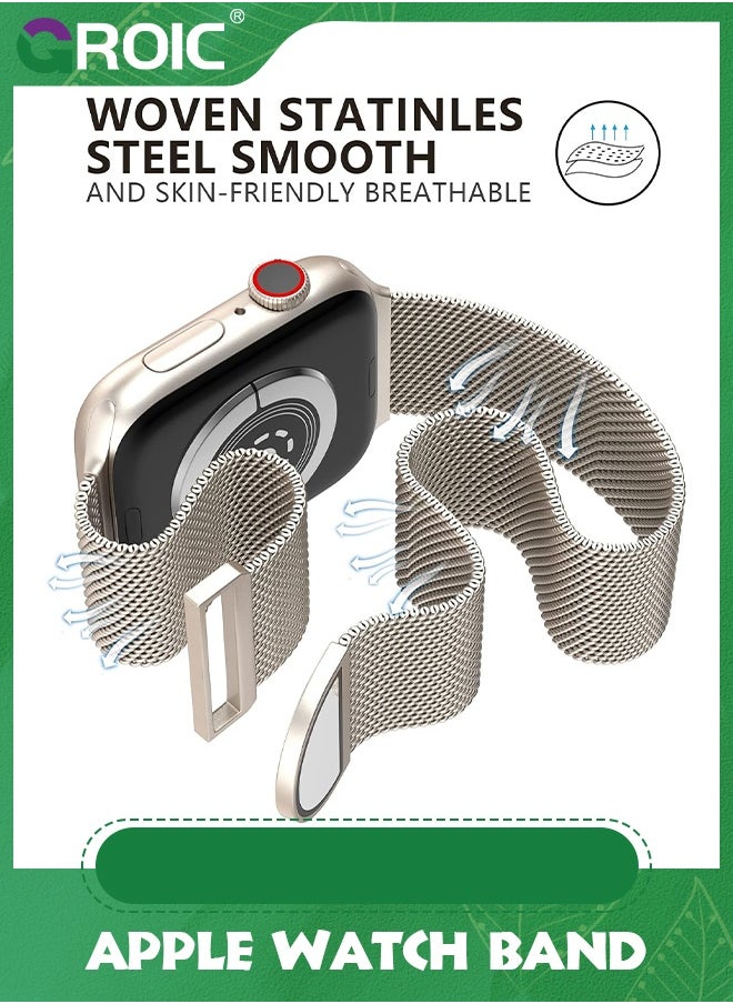 GROIC - Starlight Metal Magnetic Bands Compatible with Apple Watch Band Series 9, Ultra 2/Ultra, SE/SE 2nd Generation, 38mm 40mm 41mm Women and Men, Stainless Steel Magnetic Clasp - Image 1