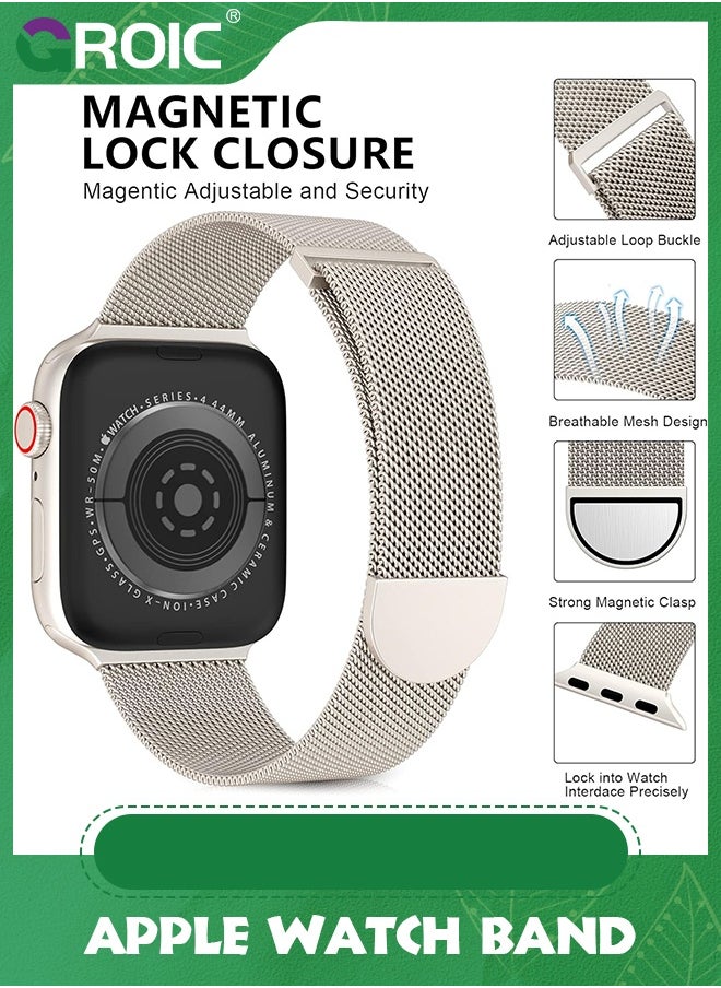 GROIC - Starlight Metal Magnetic Bands Compatible with Apple Watch Band Series 9, Ultra 2/Ultra, SE/SE 2nd Generation, 38mm 40mm 41mm Women and Men, Stainless Steel Magnetic Clasp - Image 1