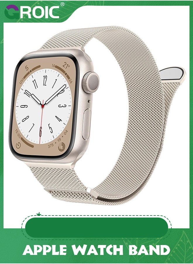 GROIC - Starlight Metal Magnetic Bands Compatible with Apple Watch Band Series 9, Ultra 2/Ultra, SE/SE 2nd Generation, 38mm 40mm 41mm Women and Men, Stainless Steel Magnetic Clasp - Image 1