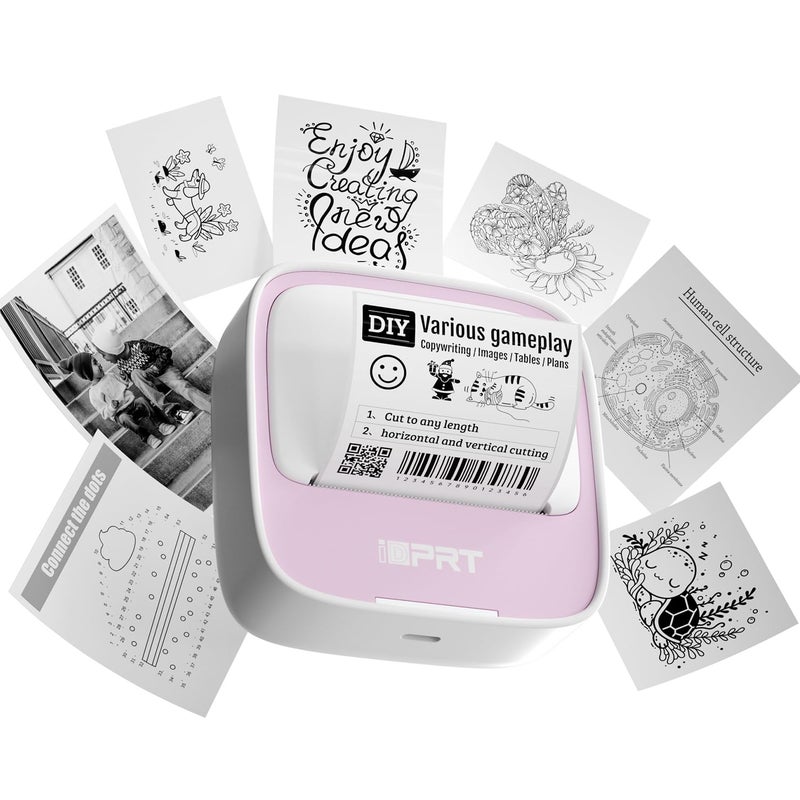 iDPRT Sticker Printer Portable Thermal Printer with 1 Roll Sticker Paper Bluetooth Inkless Printer Mini Label Maker for Study DIY Notes Mini Label Maker - Image 1