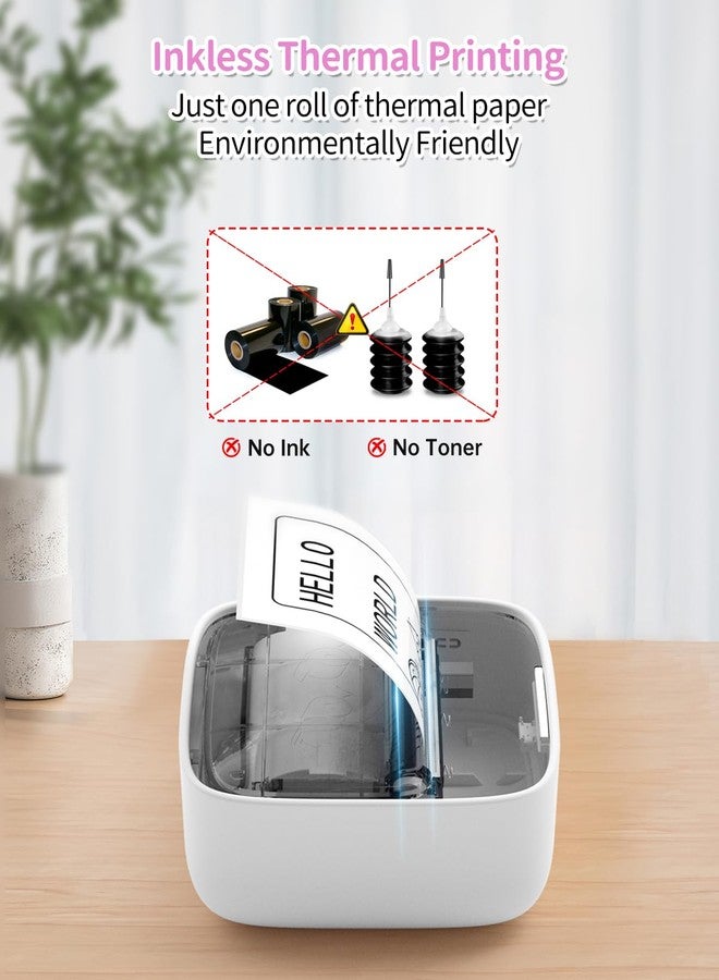 iDPRT Sticker Printer Portable Thermal Printer with 1 Roll Sticker Paper Bluetooth Inkless Printer Mini Label Maker for Study DIY Notes Mini Label Maker - Image 4