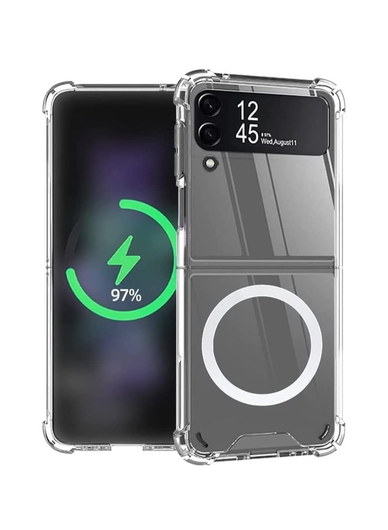 DUSALA For Samsung Galaxy Z flip 4 Clear Magnetic Cover Mag Safe Compatible Clear Hard Back Case Shockproof Silicone Frame Edge Bumper Slim Case for Samsung Galaxy Z flip4 (Samsung Galaxy Z Flip 4) - Image 4