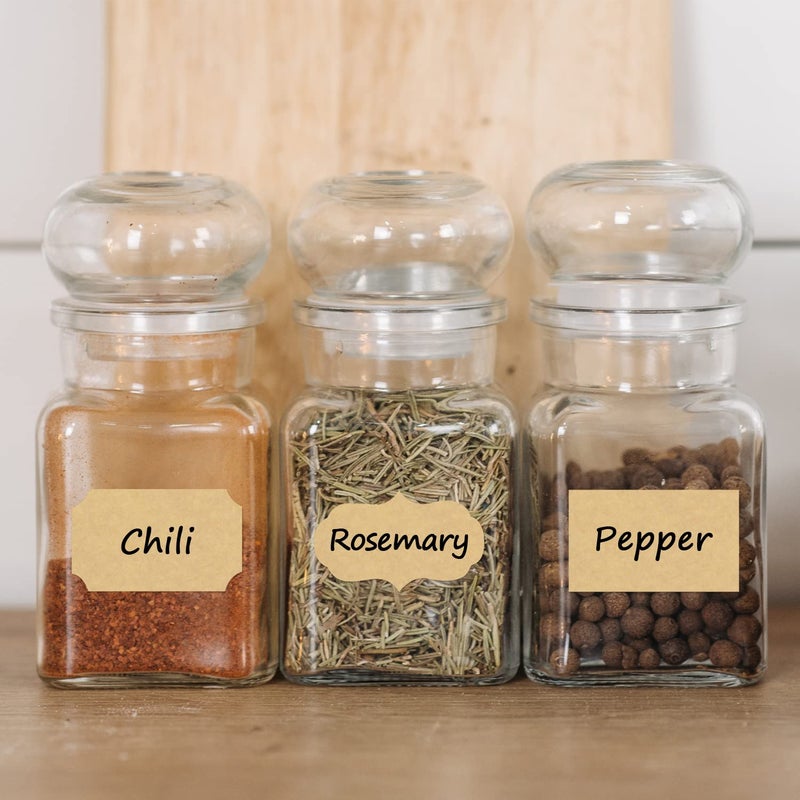 Wisdompro Fancy Shape Kraft Label Stickers, Self Adhesive Gift Tag Stickers Blank Writable Labels for Essential Oil Bottles, Jars, Food Containers (256 Pcs, Small) - Image 4