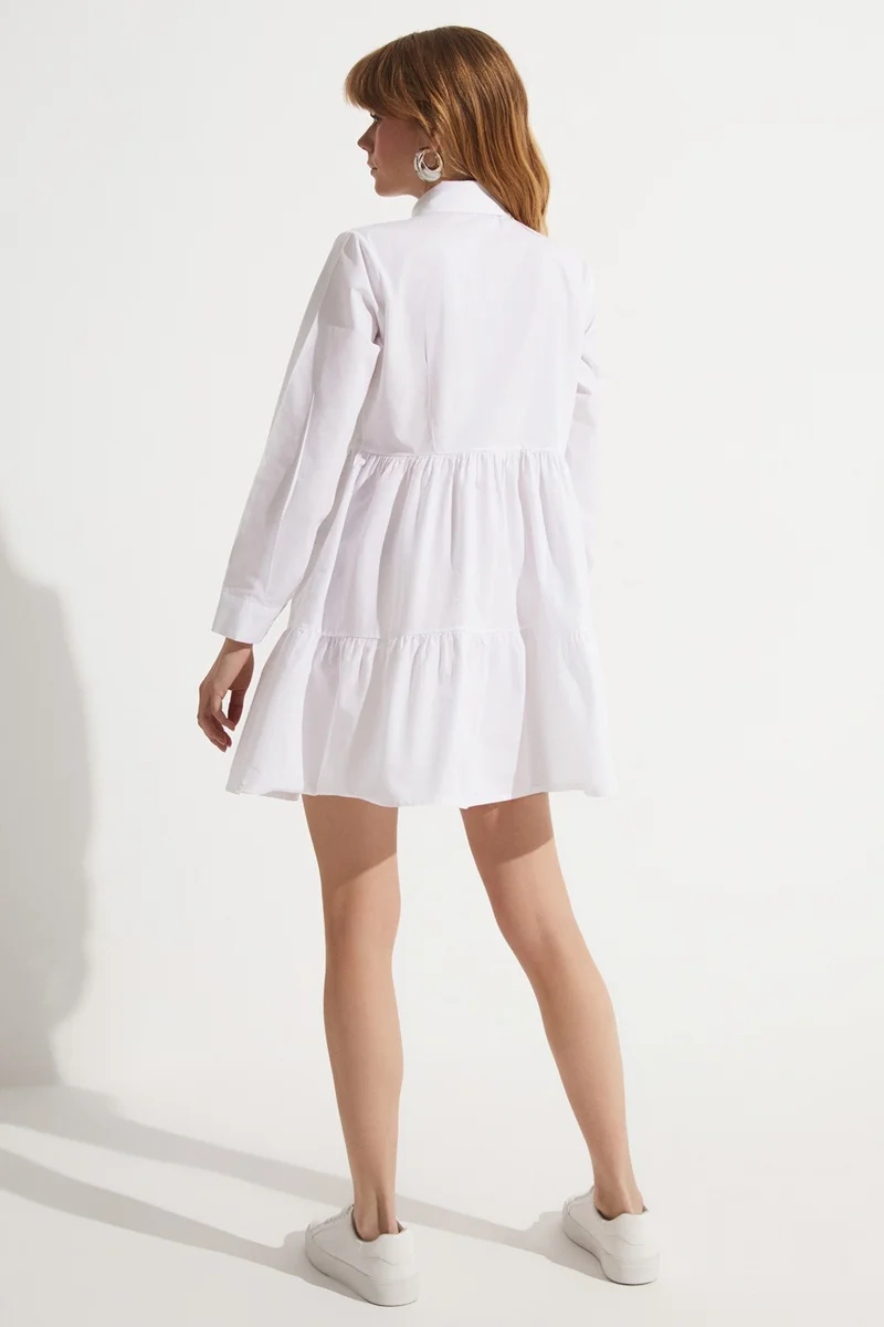 جون Guipure Detailed Shirt Dress