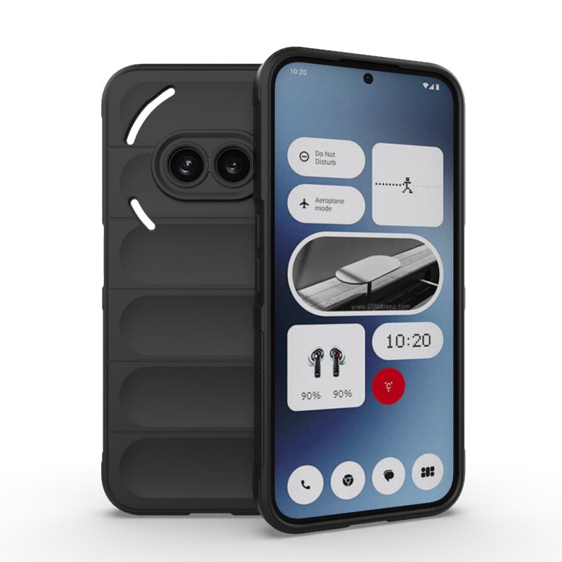 HuHa Protective Cover For Nothing Phone 2a Magic Shield TPU + Flannel Phone Case(Black) - Image 1