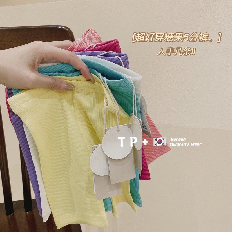 Girls' Summer Shorts, Korean Style, Candy Colors - Image 2