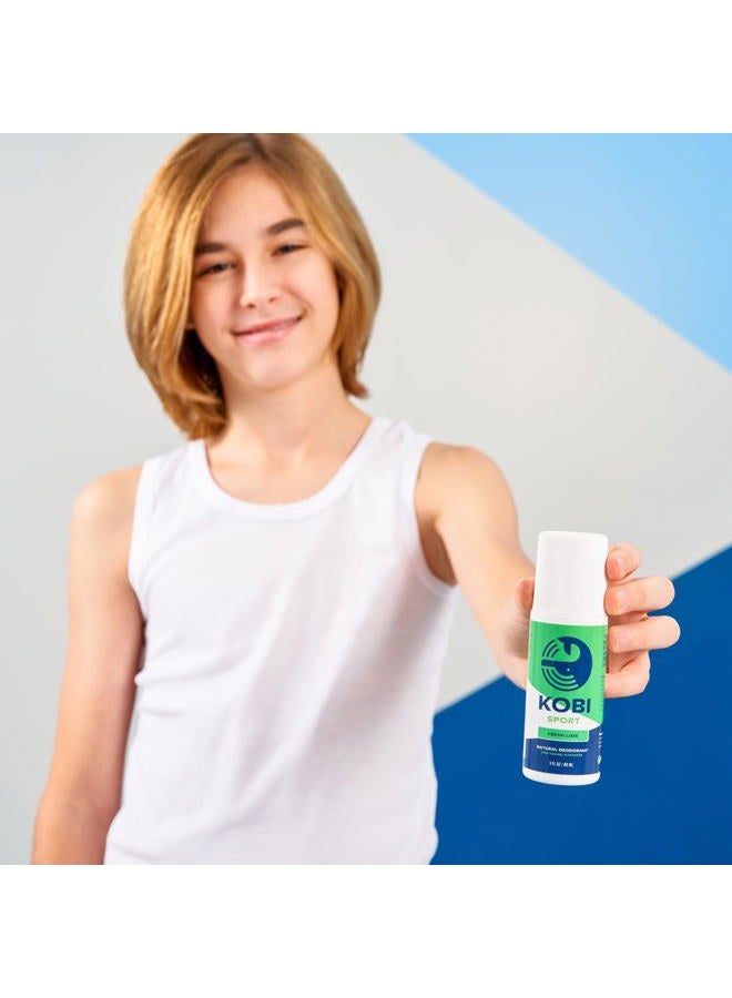 Kobi مزيل عرق للمراهقين والأطفال والأولاد - طبيعي، خالي من الألمنيوم، مضاد للحساسية، قوة رياضية - ليمون طازج - Image 2
