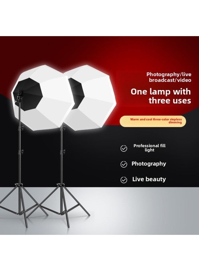 70cm Octagonal Soft Light Box Live Broadcast Beauty Special Photography Panoramic Fill Light Box Remote Control Three-color LED Photography Light-Specifications:70cm Octagonal Softbox Suit (155W Sin - Image 2