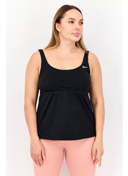 Nike Women Round Neck Sleeveless Swimwear Top, Black  - Image 1