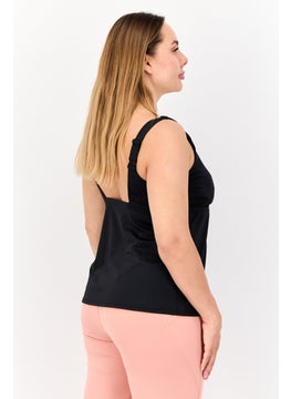 Nike Women Round Neck Sleeveless Swimwear Top, Black  - Image 2