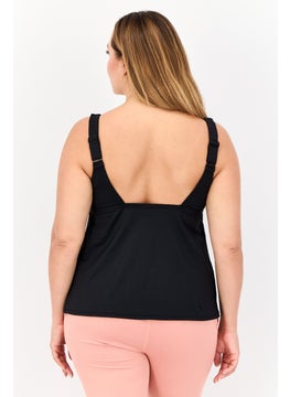 Nike Women Round Neck Sleeveless Swimwear Top, Black  - Image 3
