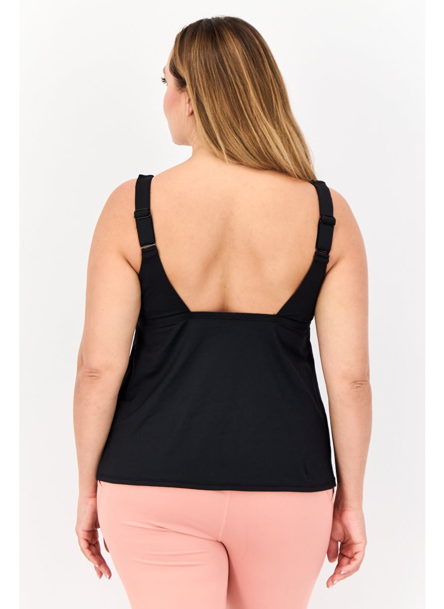 Nike Women Round Neck Sleeveless Swimwear Top, Black  - Image 3