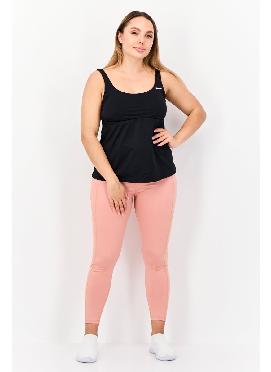 Nike Women Round Neck Sleeveless Swimwear Top, Black  - Image 4