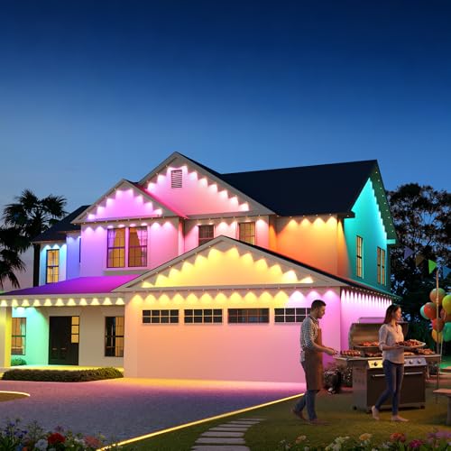 ASAHOM AI Permanent Outdoor Lights S107B, 100FT with 72 RGBCW LED Lights, 30,000 Lighting Effect, Controller with Dual Output, Extend to 800FT, Cuttable for House Outdoor Decor Daily Lighting, Black - Image 2