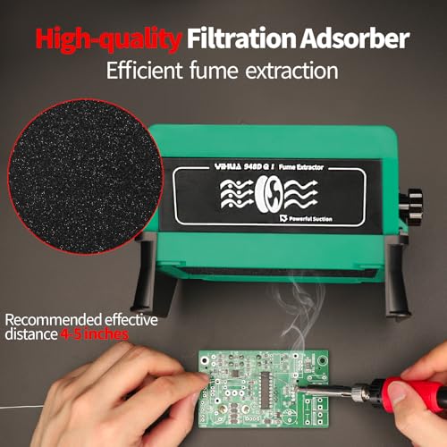 YIHUA 948DQ-I Solder Fume Extractor Fan Solder Smoke Absorber Remover Tiltable Angle with 8 Extra Fan Filters for Soldering Wood Burning and more - Image 2