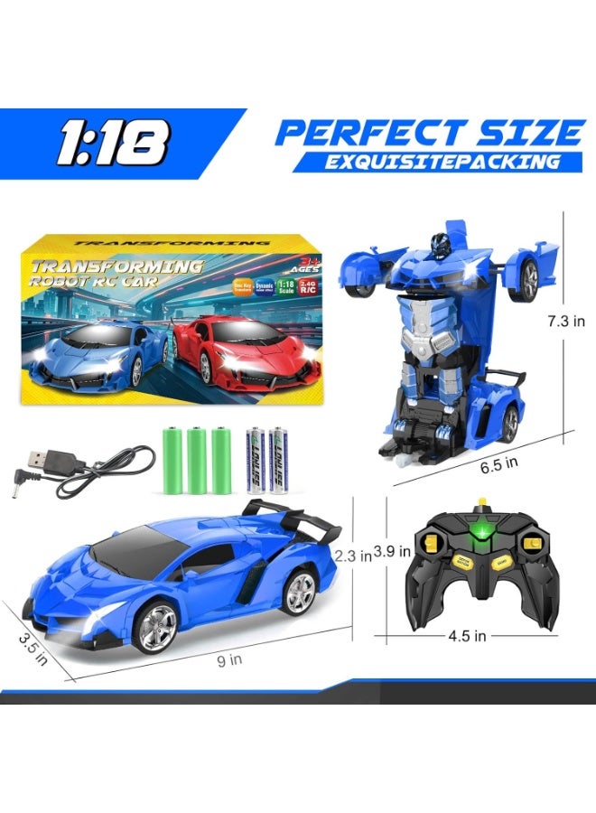 ELTRAZONE Remote Control Car Toys for Kids – Transforming RC Robot Car with One-Button Transformation, Gesture Control, High-Speed Drift, Fun Gift for Boys Ages 3-12, Blue - Image 5