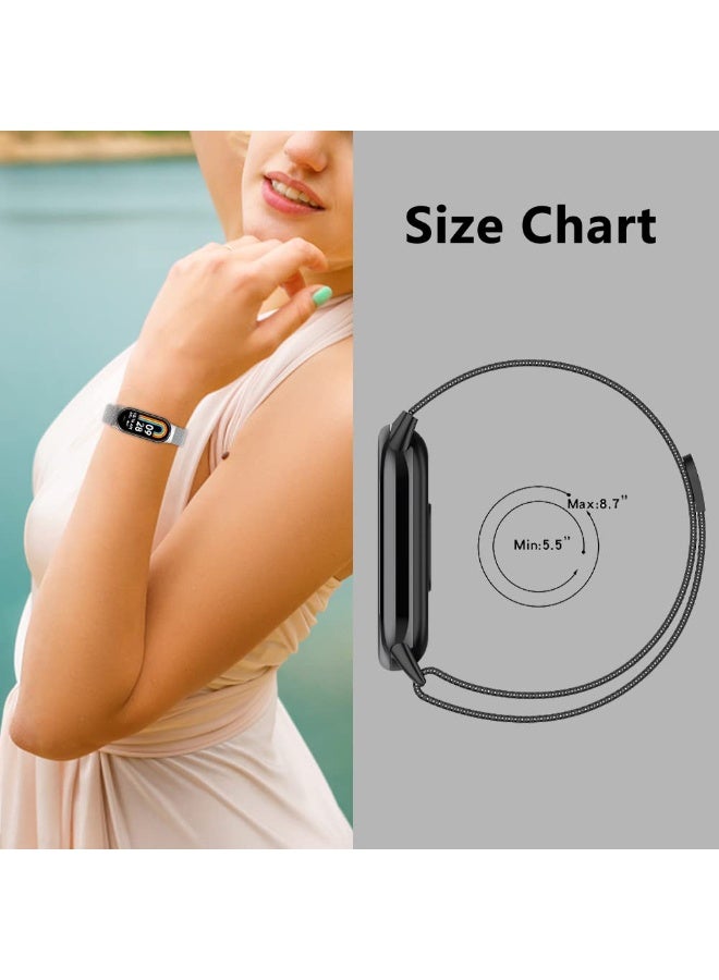 ChicVibe Metal Strap for Xiaomi Mi Band 10/9/8, Adjustable Milanese Stainless Steel Replacement Strap with Magnetic Buckle for Xiaomi Mi Band 10/9/8 Women Men - Image 4