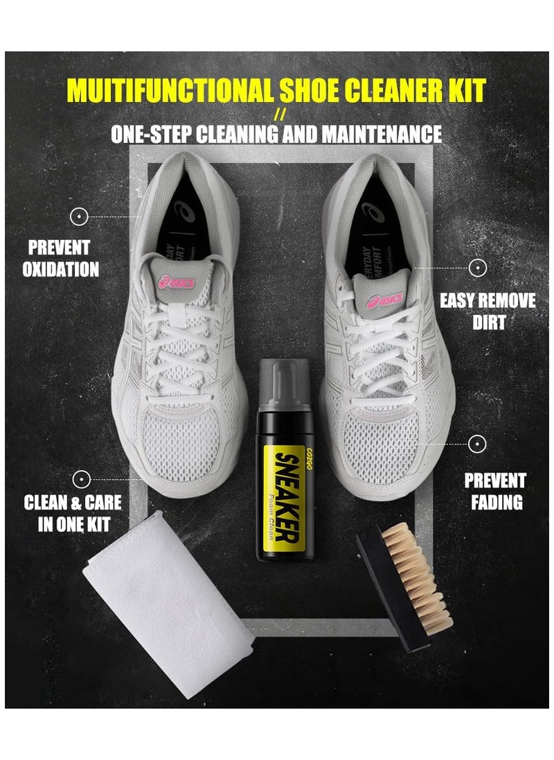Shoe Cleaner Kit For Sneaker Water-Free Foam Sneaker Cleaner 5.3Oz With Shoe Brush And Shoe Cloth Work On Most Shoes