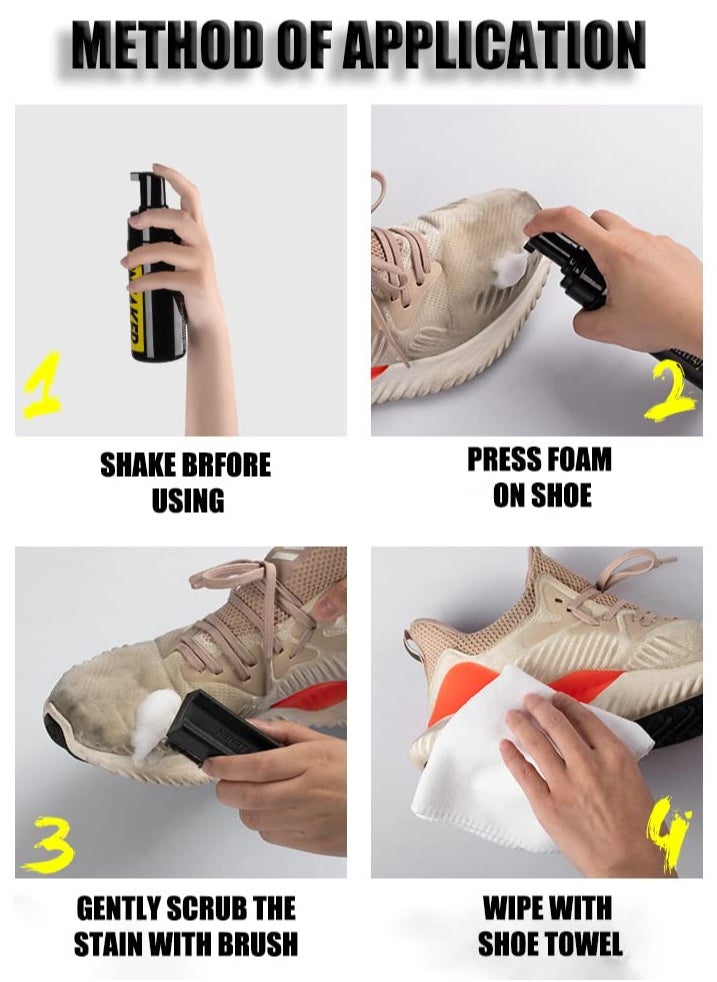 Shoe Cleaner Kit For Sneaker Water-Free Foam Sneaker Cleaner 5.3Oz With Shoe Brush And Shoe Cloth Work On Most Shoes