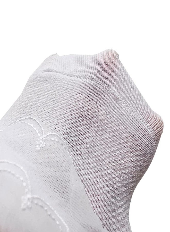 Looching Baby Girls Eyelet Frilly Lace Socks Toddler Girl Cotton Princess Ruffles Socks with Bowknot Pack of 5 (White, 6-8 Years) - Image 3