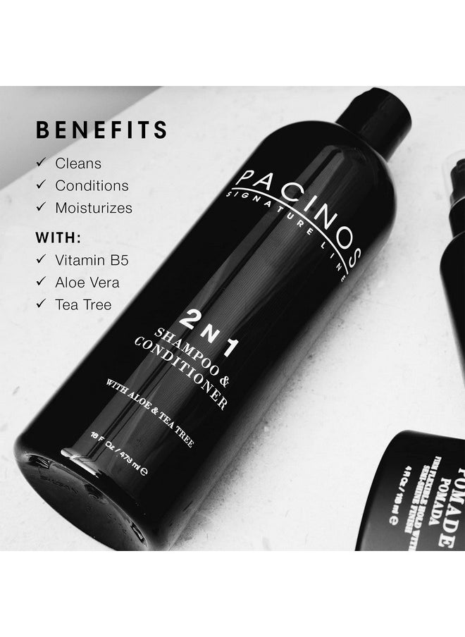 Pacinos - Pacinos 2-n-1 Shampoo and Conditioner with Aloe Vera and Tea Tree Extract - Moisturizing, Lightweight with Strengthening and Conditioning Formula, All Hair Types, 16 fl. oz. - Image 1