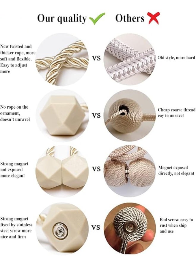 Goolsky Modern Strong Magnetic Curtain Tiebacks - Strong Magnetic Curtain Tiebacks for Living Room, Office & Home Decor - Modern Twist Rope Design - Image 1