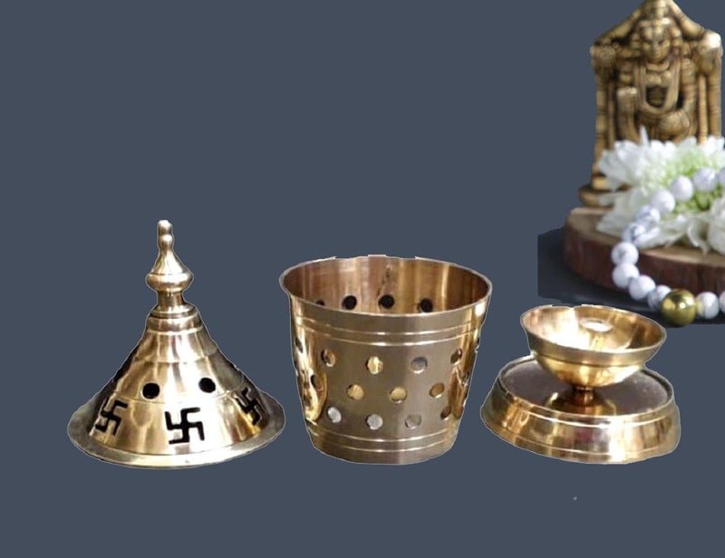 Denique Pure Brass Akhand Jyoti Diya with Brass Cylindrical Shaped Cover Divi Oil Lamp for Temple Spiritual Dipak Medium 12 x 8 - Image 4