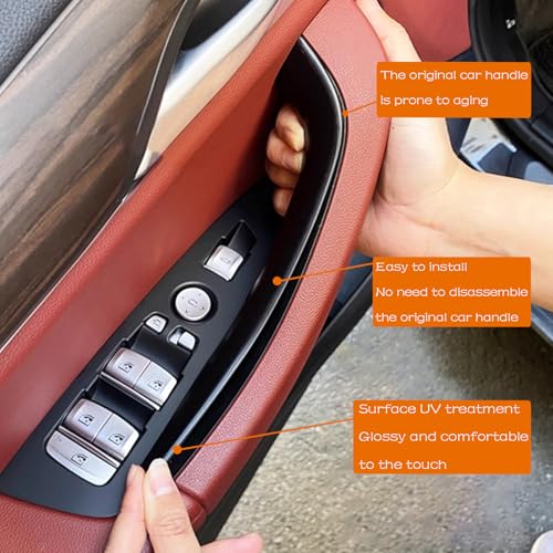 CHUANGHUI 4PCS Car Door Pull Cover Fit for BMW X3 G01 2018-2023, X4 G02 2019-2024 Interior Door Handle Protective Decorate Covers 20i 30i 30e (Piano Black) - Image 2