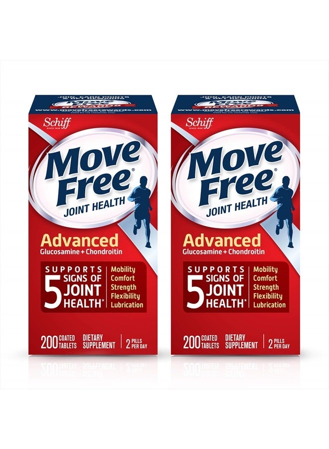 Move Free أدفانسد، أقراص (علبة 200 عد) - مكمل صحة المفاصل مع الجلوكوزامين والكوندرويتين (عبوة من 2) - Image 1