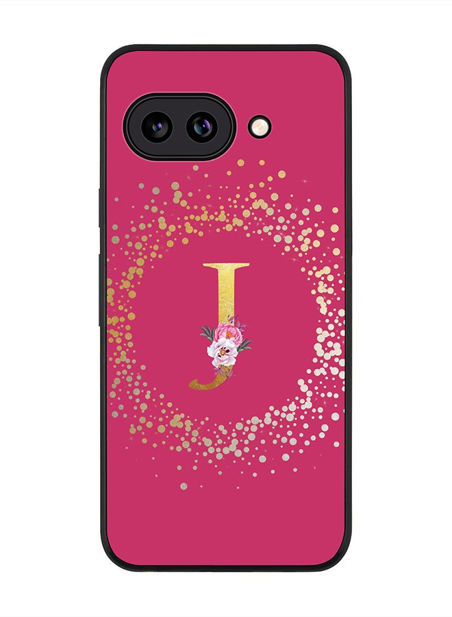 Stylizedd For Google Pixel 9a Case,Slim fit Camera Protection, Shockproof Thin Phone cover  - Custom Monogram Floral - J ( Deep Pink )
