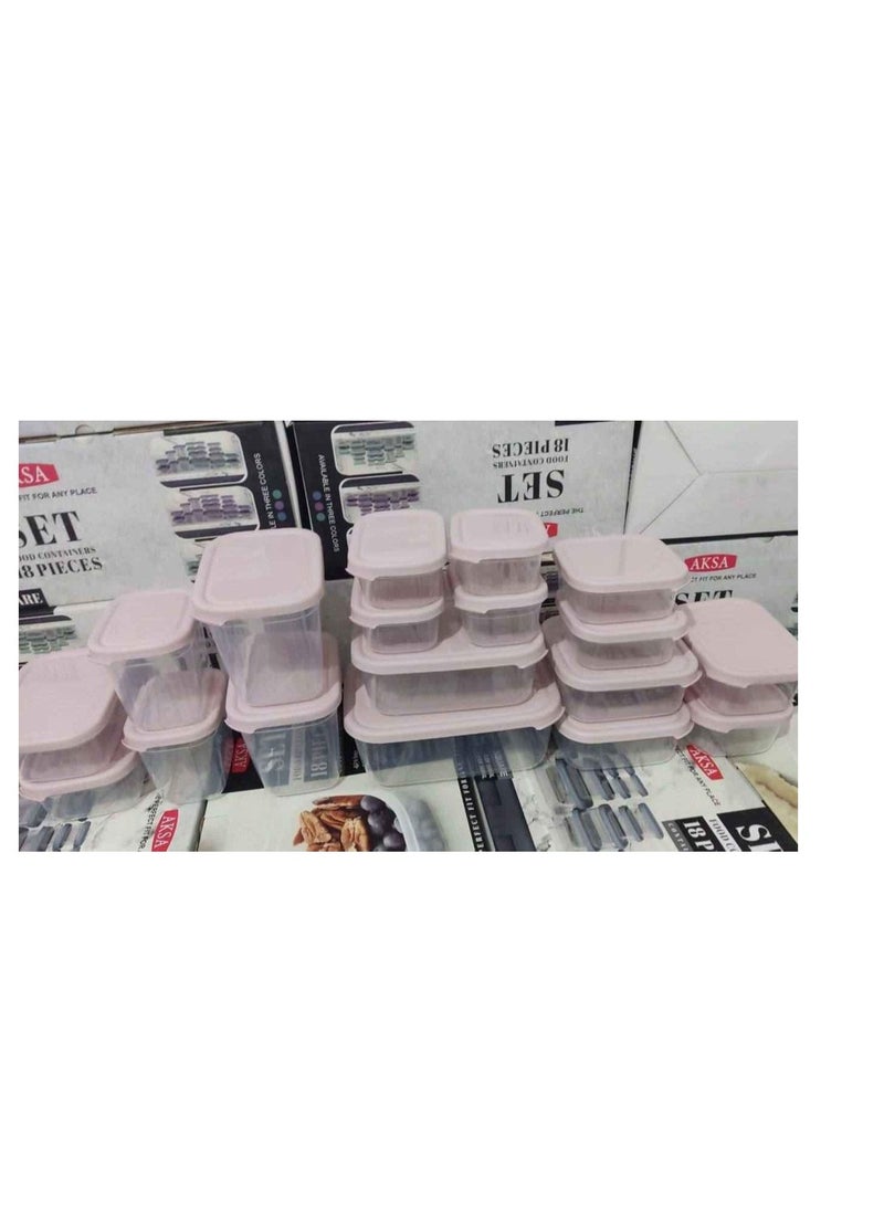 AKSA - Mono Plastic Food Container Set of 18 Pieces - Image 1