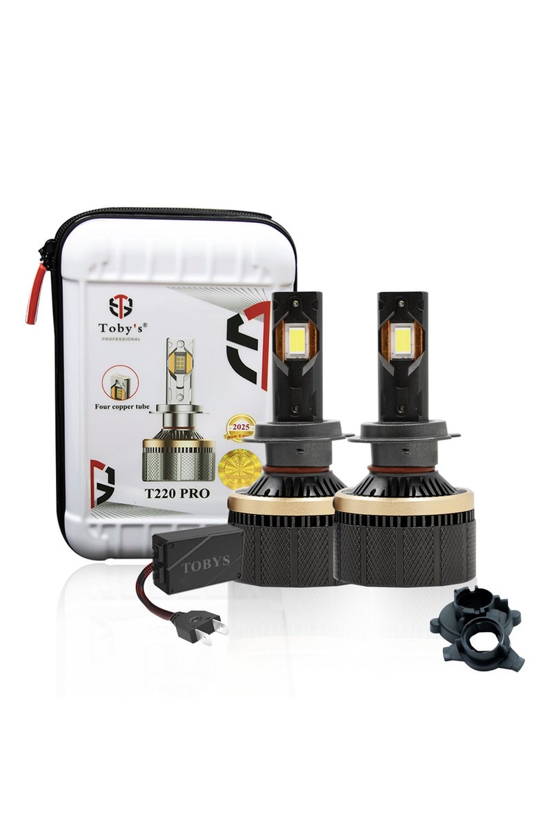 توبيز مجموعة مصابيح أمامية LED أصلية مختبرة من Toby's T220 Pro H7 بقوة 440 واط/زوج، مقاومة للماء، ألوان زاهية مع درجة حرارة 6500 كلفن - Image 1