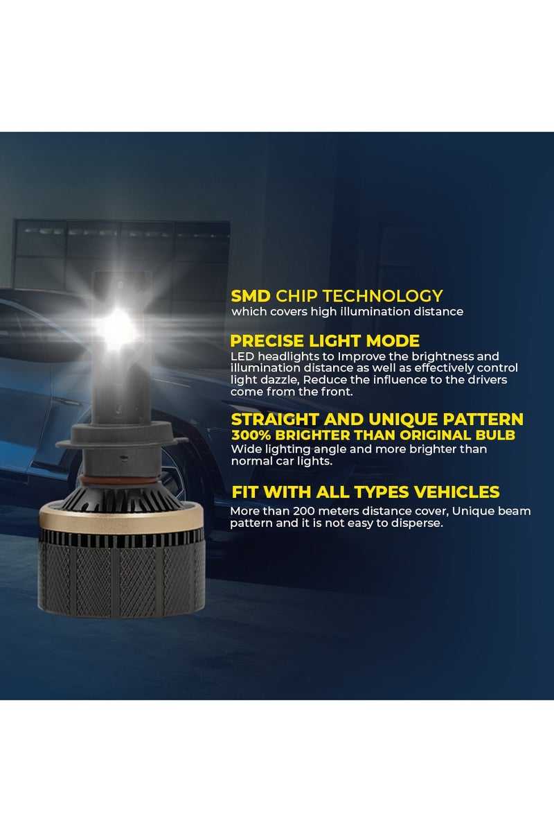 توبيز مجموعة مصابيح أمامية LED أصلية مختبرة من Toby's T220 Pro H7 بقوة 440 واط/زوج، مقاومة للماء، ألوان زاهية مع درجة حرارة 6500 كلفن - Image 2