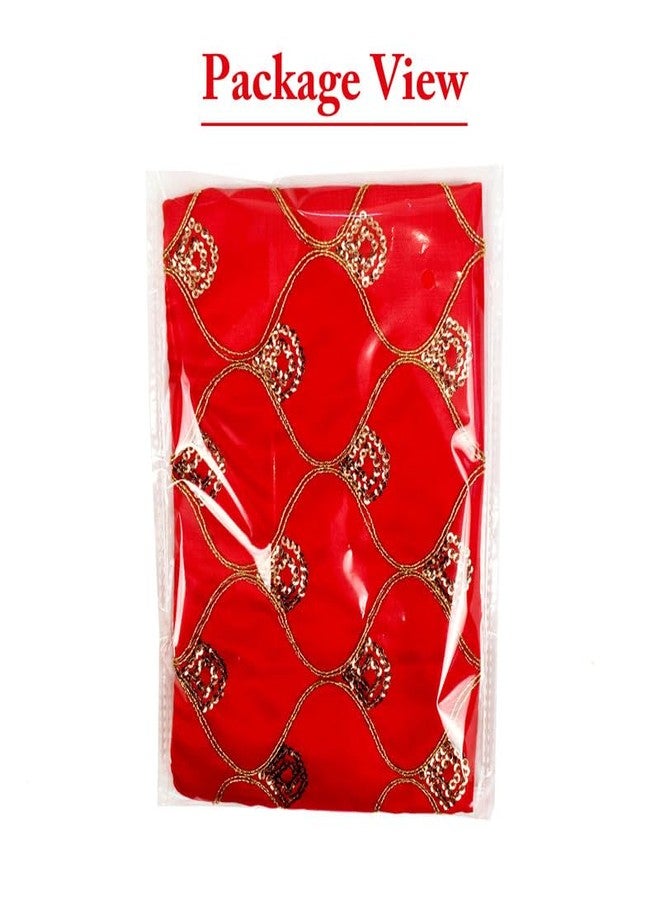 Dulhan DLC Set of 2 Medium Size Silk Fabric JHAROKHA Potli Bags for Return Gifts with embroidered Heavy Sequin Work, Red ethnic potli jewelry bag for Women Handbag 7 x 9 inches By Dulhan - Image 4