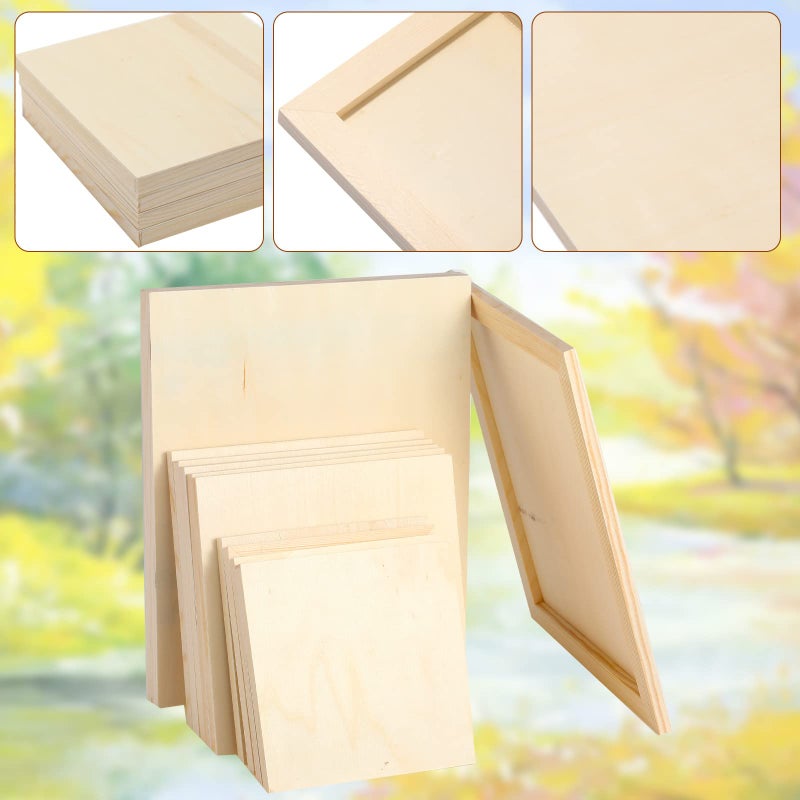 Youyole Wood Canvas Boards Unfinished Wooden Panel Boards Paint Pouring Panels for Painting Drawing Home Decor(12 Pieces,3 Sizes) - Image 5