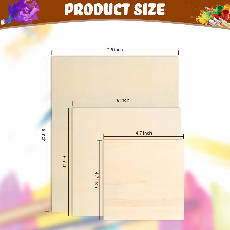 Youyole Wood Canvas Boards Unfinished Wooden Panel Boards Paint Pouring Panels for Painting Drawing Home Decor(12 Pieces,3 Sizes) - Image 4