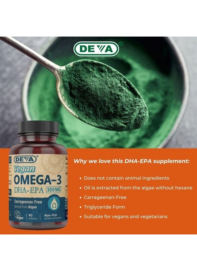 Deva Deva Vegan DHA-EPA Nutritional Supplement, Non-Fish Derived from Algae, 300 mg Potency, 90 Vegetarian Softgels - Pack of 2  - Image 5
