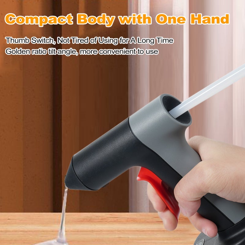Hot Melt Glue Machine: Red ABS & Aluminum Alloy Body, Fast 30~60 Second Warm-up - Stable Stand-up Base, Simple Operation, Portable Mini Glue Gun with 20 Glue Sticks for Crafting Beginners And Experien - Image 3