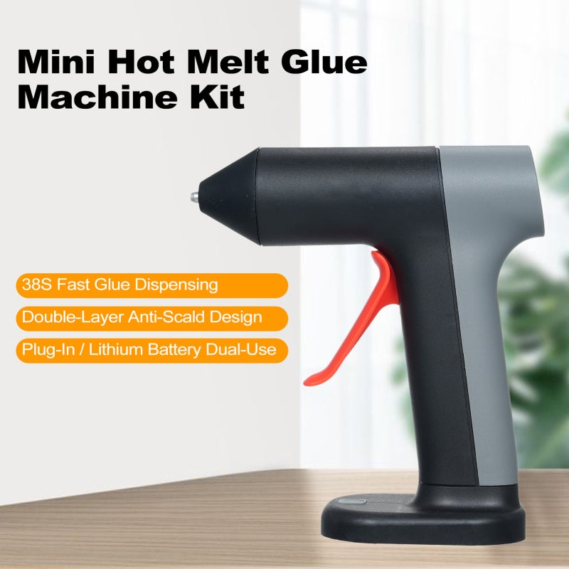 Hot Melt Glue Machine: Red ABS & Aluminum Alloy Body, Fast 30~60 Second Warm-up - Stable Stand-up Base, Simple Operation, Portable Mini Glue Gun with 20 Glue Sticks for Crafting Beginners And Experien - Image 4
